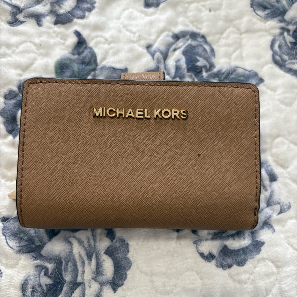Michael Kors Brown Card Holder with Gold Logo